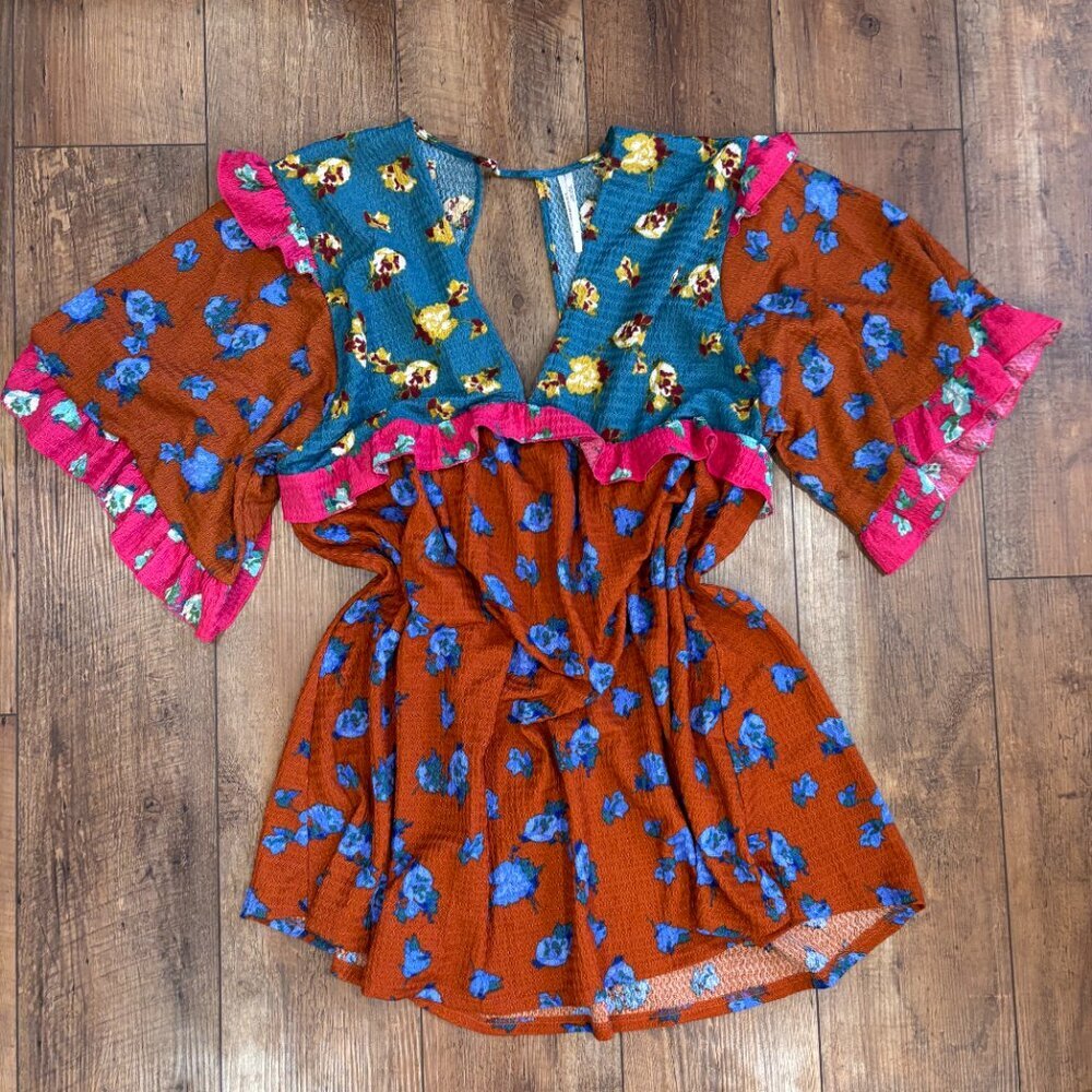 Anthropologie Womens Large Ruffled Sleep Mini Dress Boho Oversized Loungewear - Picture 3 of 8